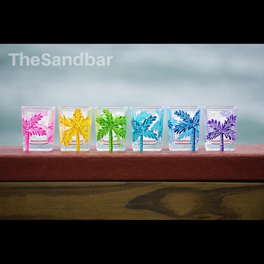 Shot Glass Yellow Palm - Handpainted by TheSandbar